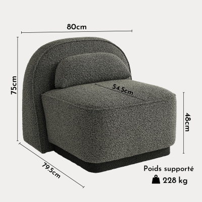 Fauteuil pivotant en tissu bouclette vert