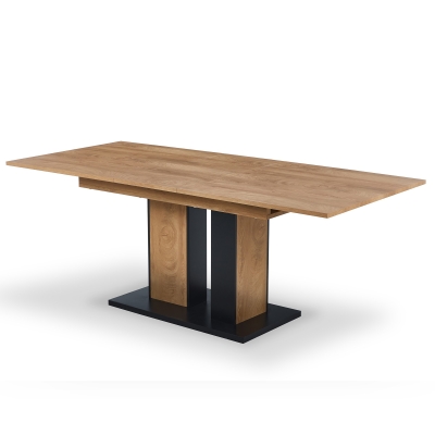 Table à manger rectangulaire extensible en bois et métal noir
