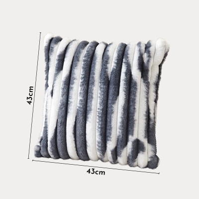Coussin carré en tissu côtelé gris et blanc 43x43 cm