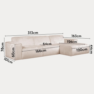Canapé d'angle en tissu beige - Angle droit