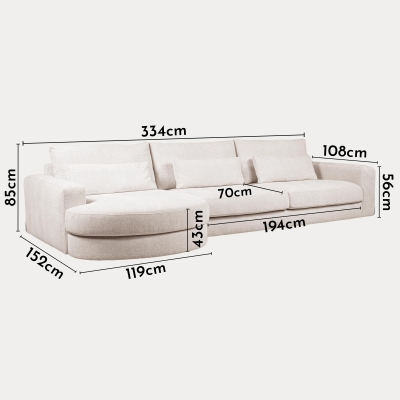 Canapé d'angle en tissu beige - Angle gauche