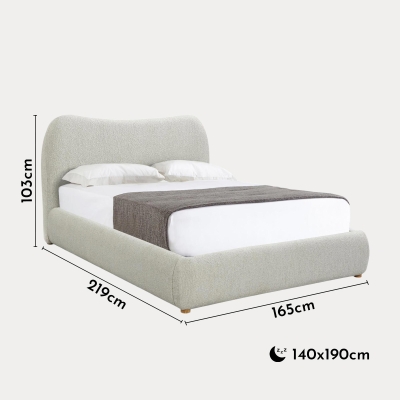 Lit double design effet peau de mouton blanc écru 140x190 cm