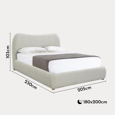 Lit double design effet peau de mouton blanc écru 180x200 cm