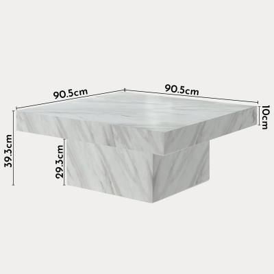 Table basse carrée en marbre d'ingénierie blanc