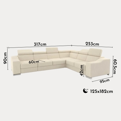 Canapé d’angle convertible réversible en velours côtelé beige