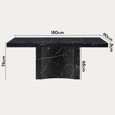 Table à manger marbre d'ingénierie noir