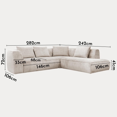 Canapé d'angle en tissu beige - Angle droit