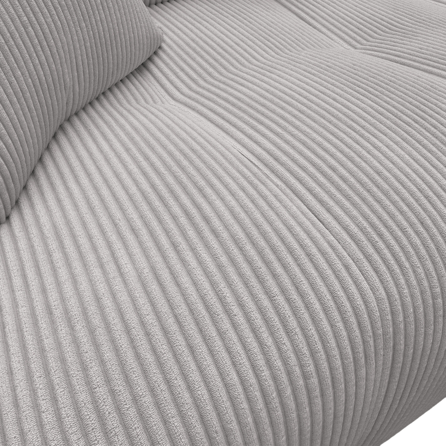 Canapé d'angle convertible et réversible avec coffre en velours côtelé gris clair