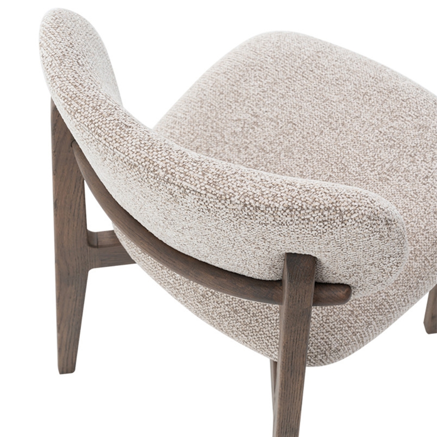 Chaise de repas en tissu beige pieds couleur bois foncé