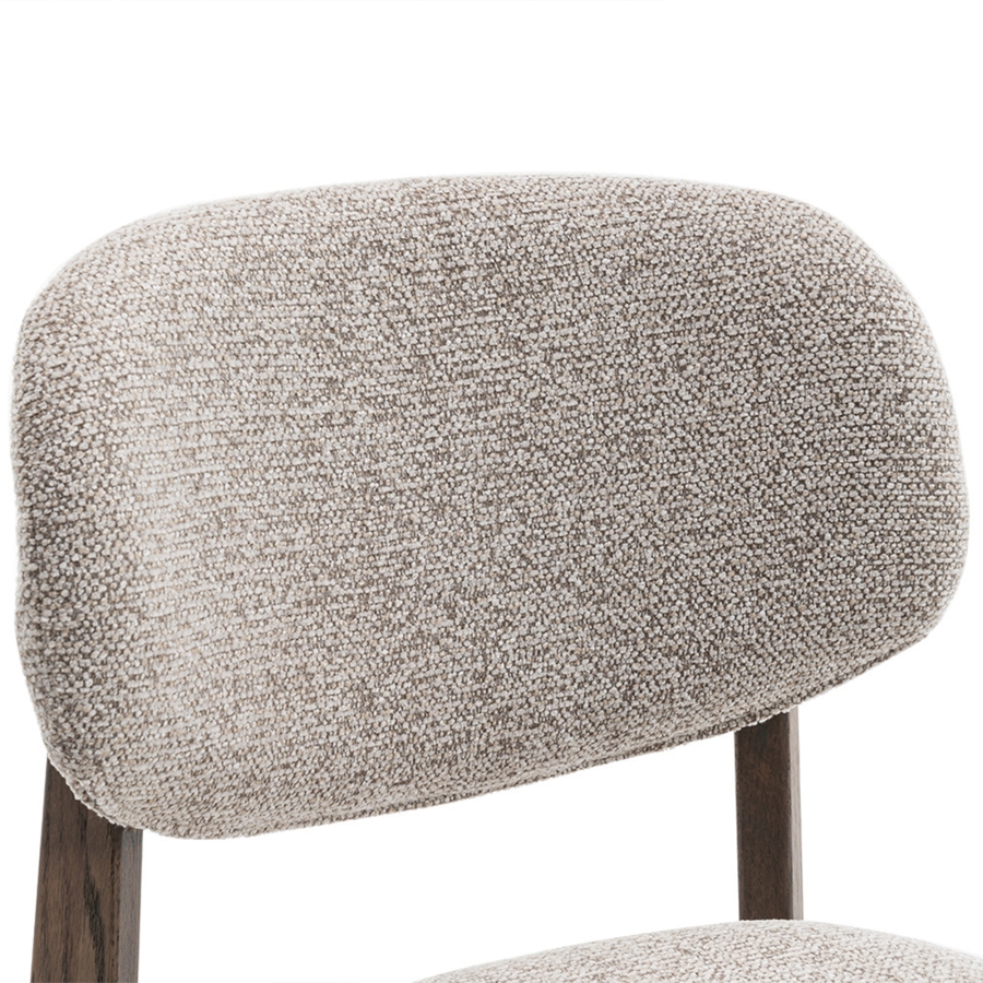 Chaise de repas en tissu beige pieds couleur bois foncé