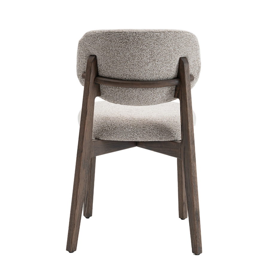 Chaise de repas en tissu beige pieds couleur bois foncé