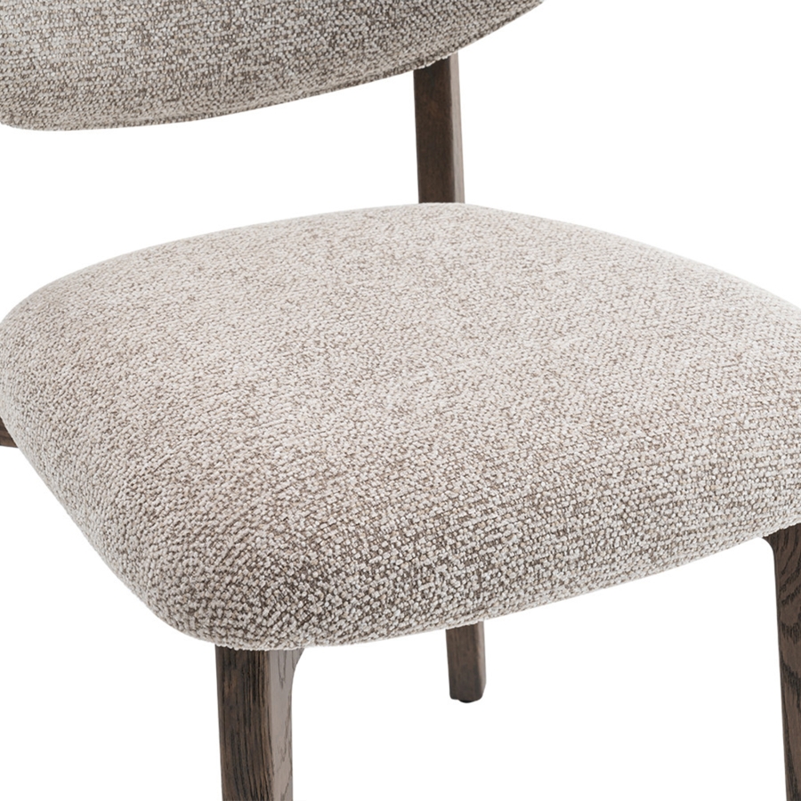 Chaise de repas en tissu beige pieds couleur bois foncé