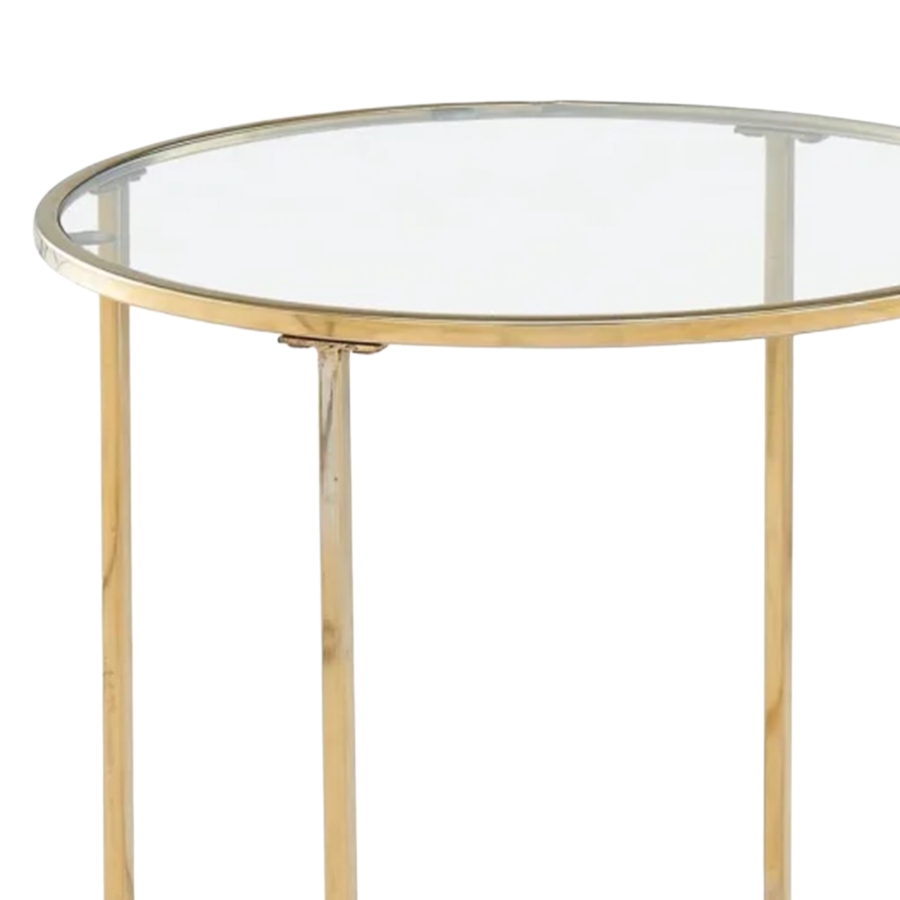Table basse ronde en verre et métal