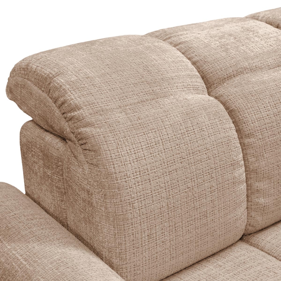 Canap&eacute; d'angle convertible avec coffre en tissu taupe - Angle droit