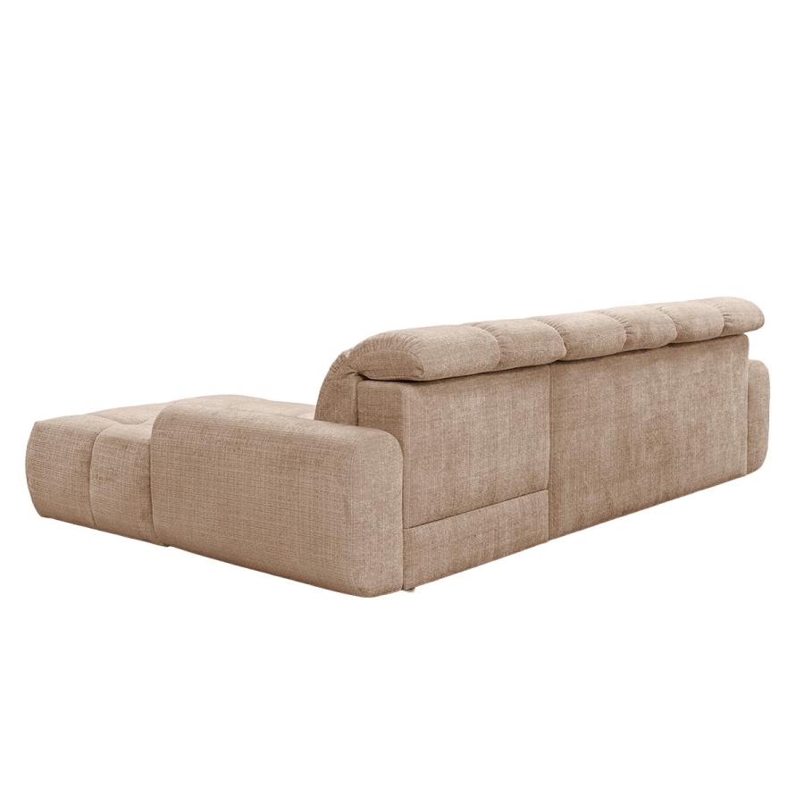 Canap&eacute; d'angle convertible avec coffre en tissu taupe - Angle droit