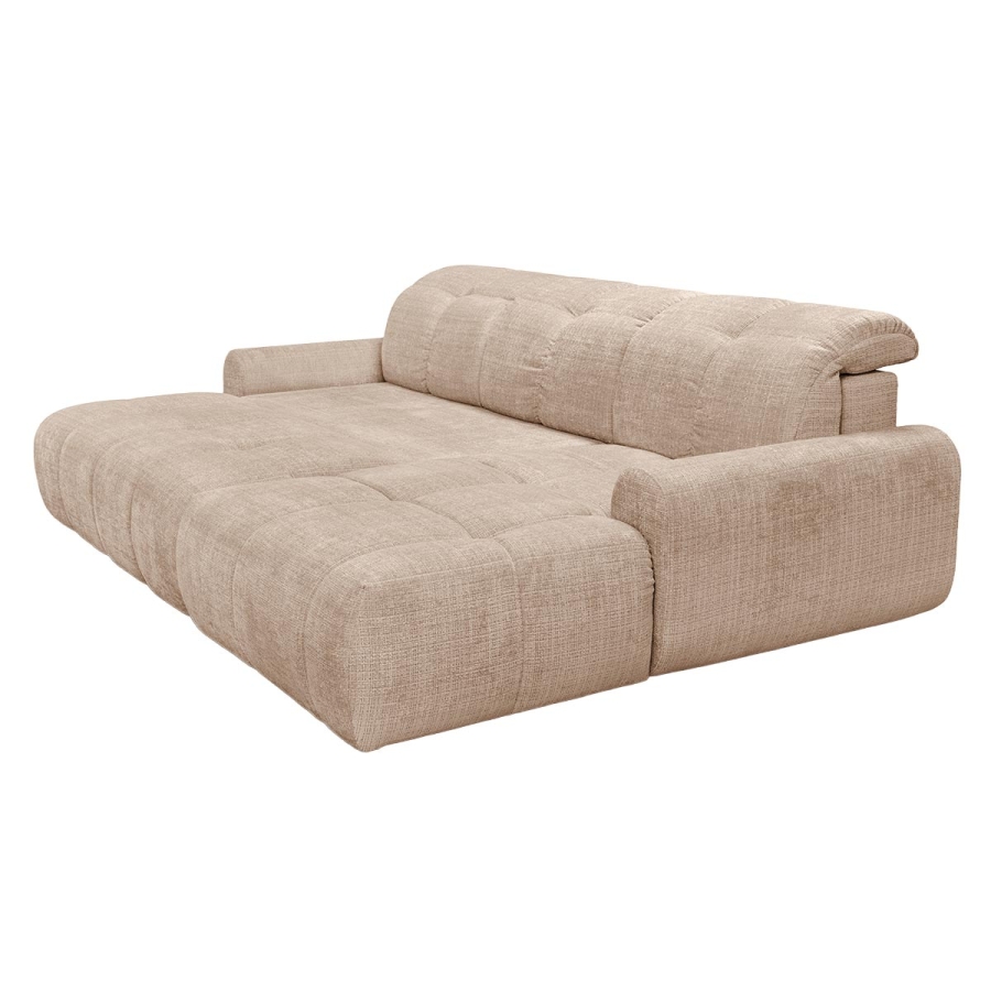 Canap&eacute; d'angle convertible avec coffre en tissu taupe - Angle droit