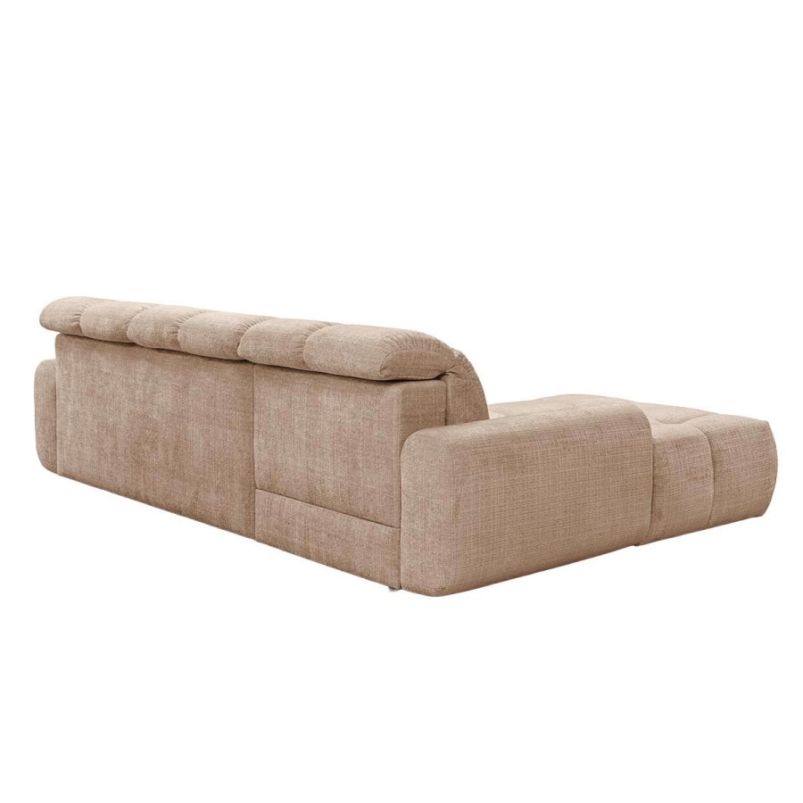 Canapé d'angle convertible avec coffre en tissu taupe - Angle gauche