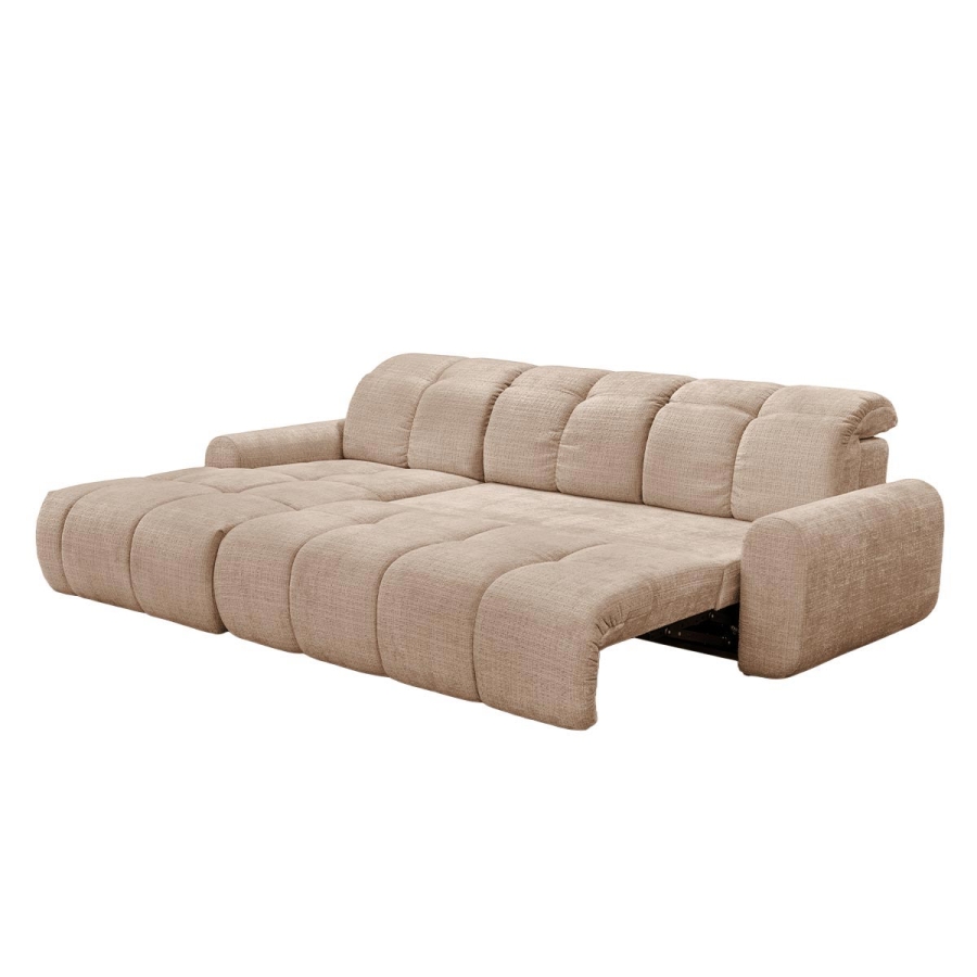 Canapé d'angle convertible avec coffre en tissu taupe - Angle gauche
