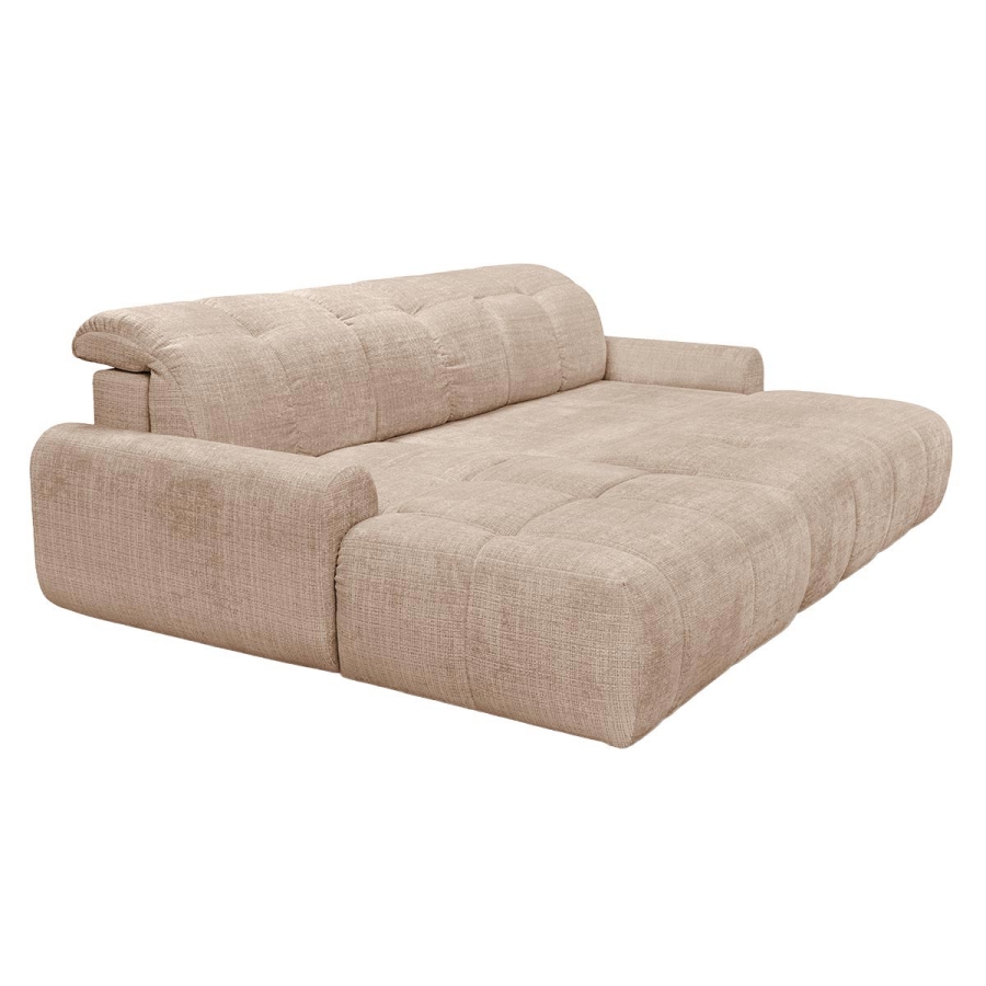 Canapé d'angle convertible avec coffre en tissu taupe - Angle gauche