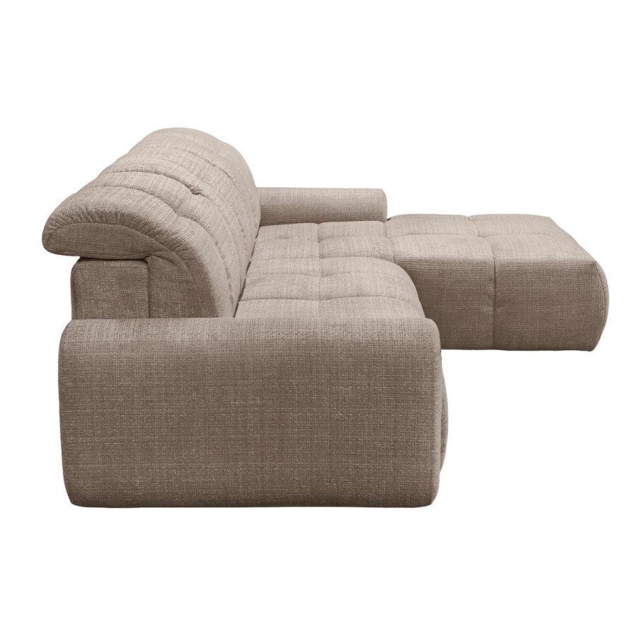 Canapé d'angle convertible avec coffre en tissu taupe foncé - Angle droit