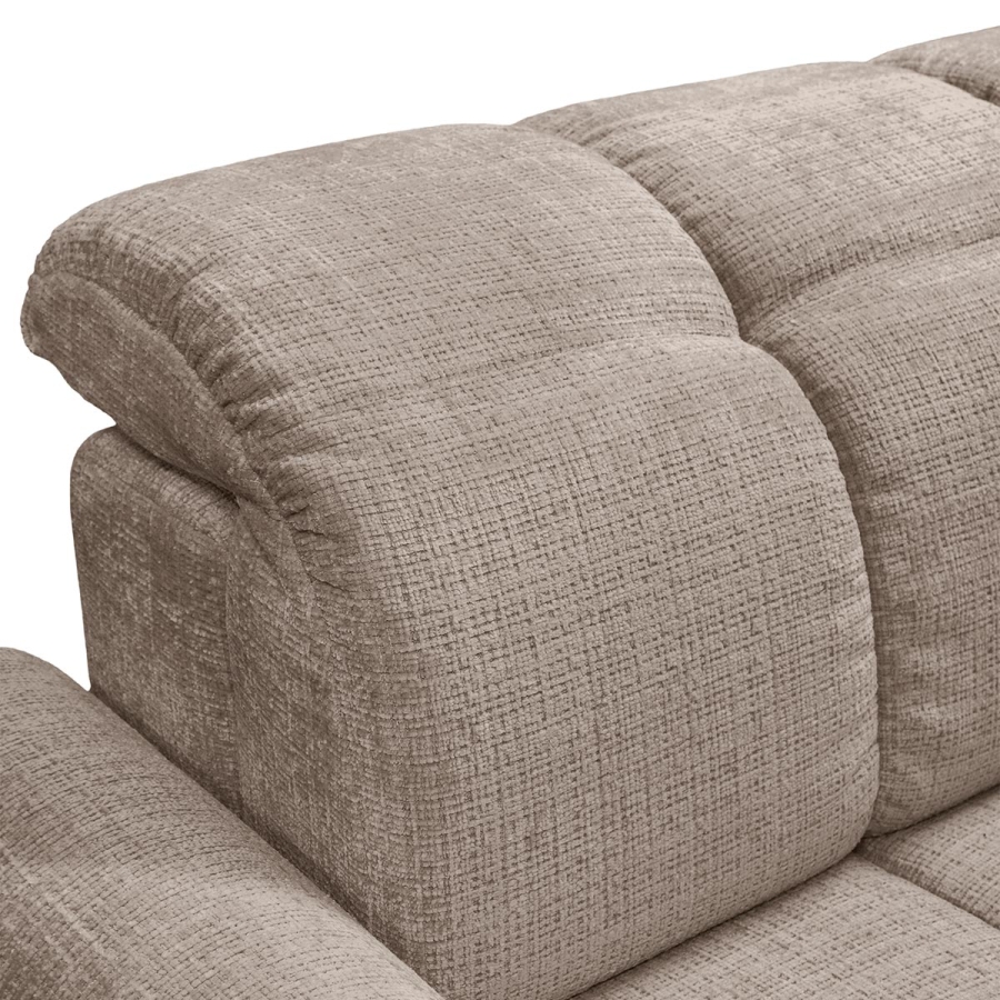 Canapé d'angle convertible avec coffre en tissu taupe foncé - Angle droit