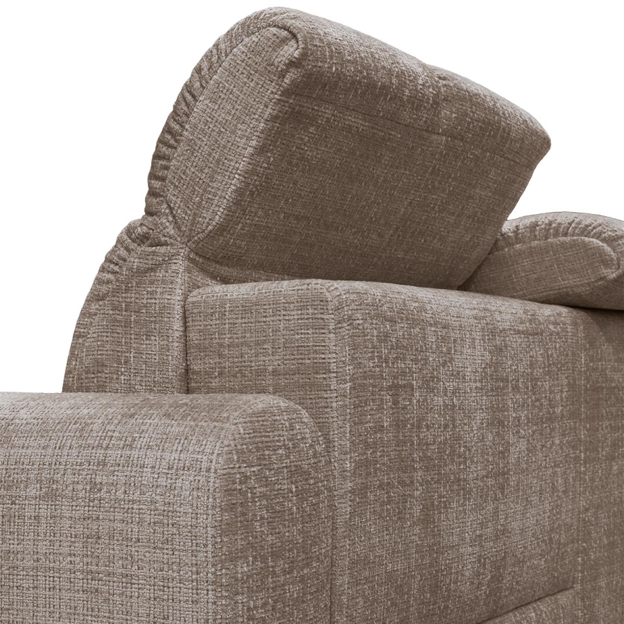 Canapé d'angle convertible avec coffre en tissu taupe foncé - Angle droit