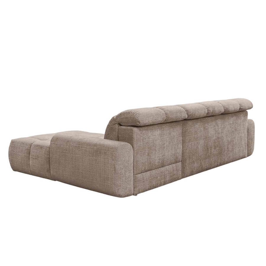 Canapé d'angle convertible avec coffre en tissu taupe foncé - Angle droit