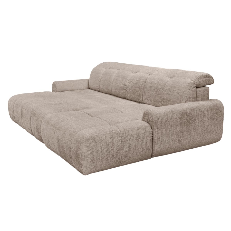 Canapé d'angle convertible avec coffre en tissu taupe foncé - Angle droit