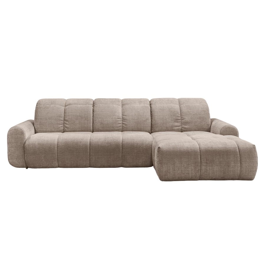 Canapé d'angle convertible avec coffre en tissu taupe foncé - Angle droit