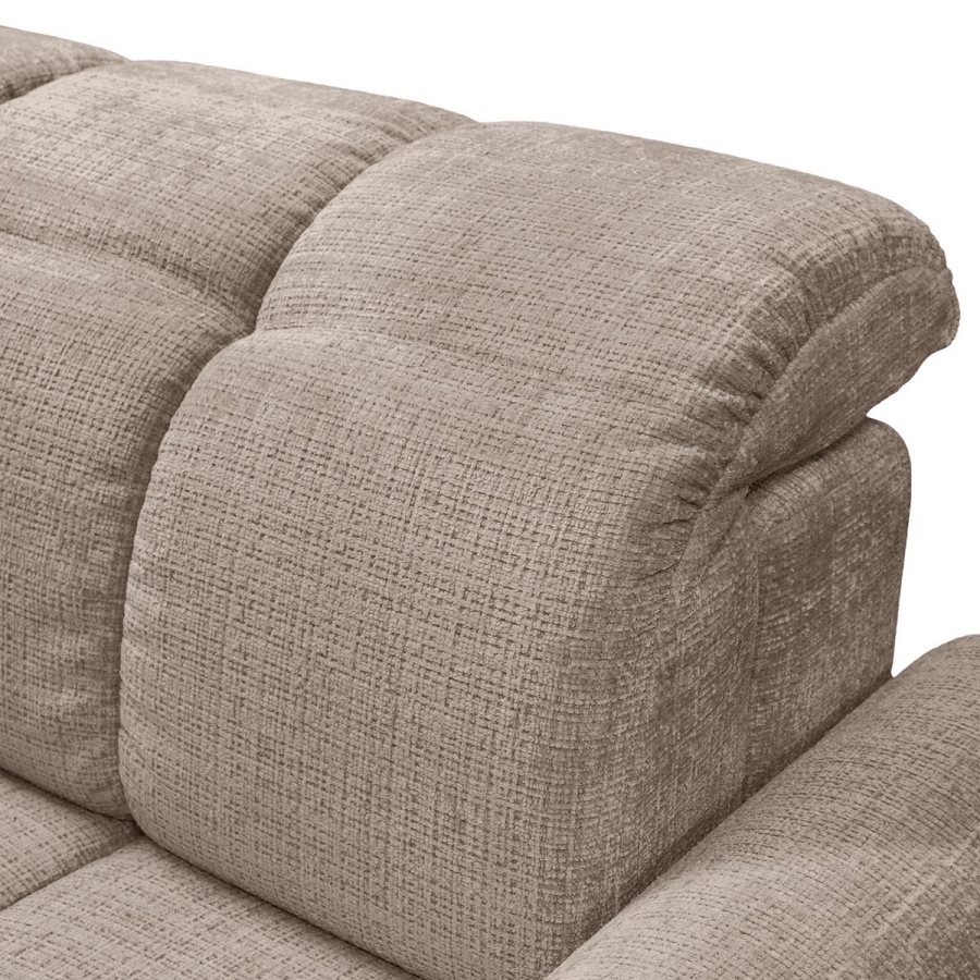 Canapé d'angle convertible avec coffre en tissu taupe foncé - Angle gauche