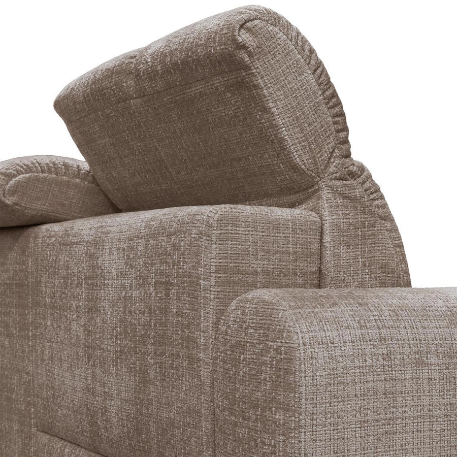 Canapé d'angle convertible avec coffre en tissu taupe foncé - Angle gauche