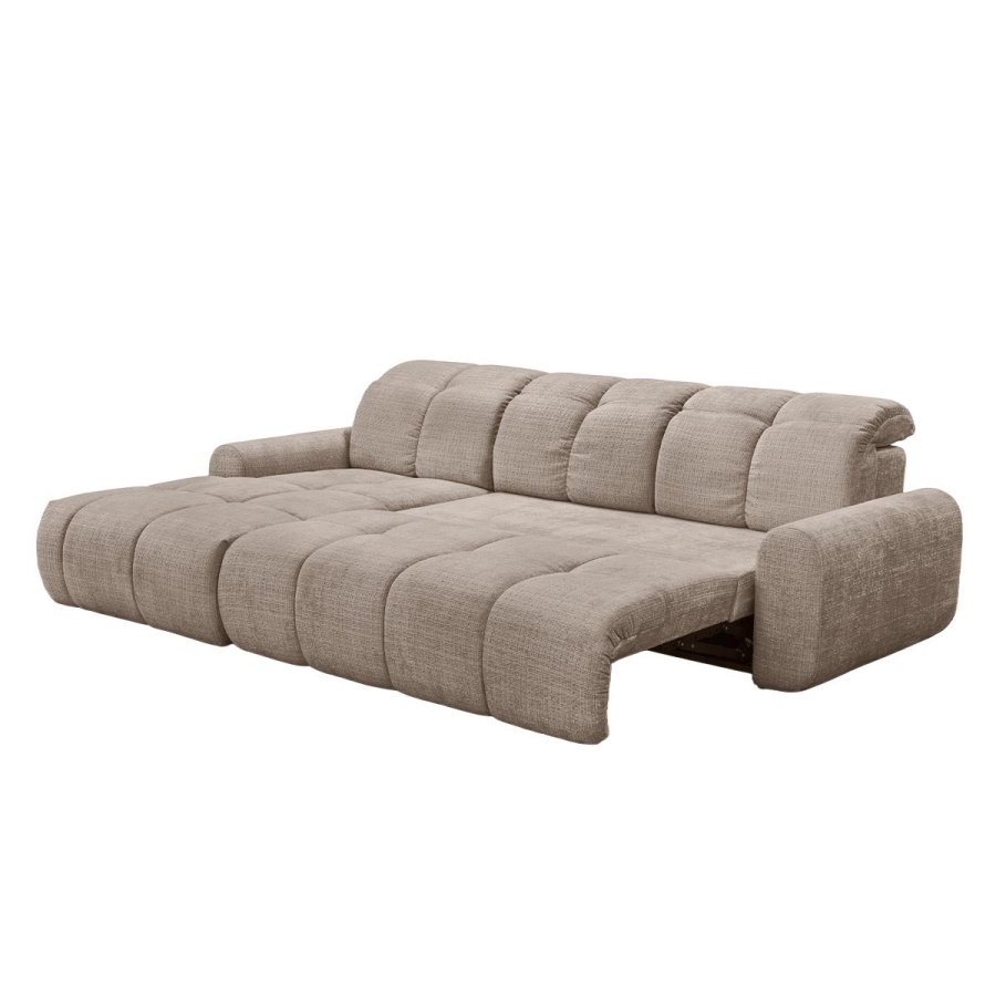 Canapé d'angle convertible avec coffre en tissu taupe foncé - Angle gauche
