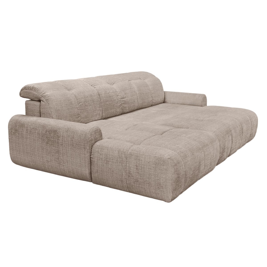 Canapé d'angle convertible avec coffre en tissu taupe foncé - Angle gauche