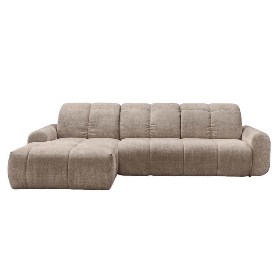 Canapé d'angle convertible avec coffre en tissu taupe foncé - Angle gauche