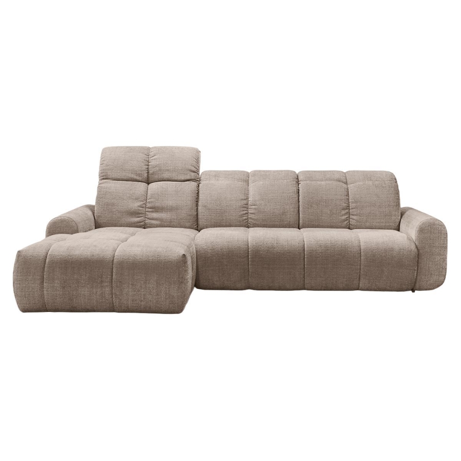 Canapé d'angle convertible avec coffre en tissu taupe foncé - Angle gauche
