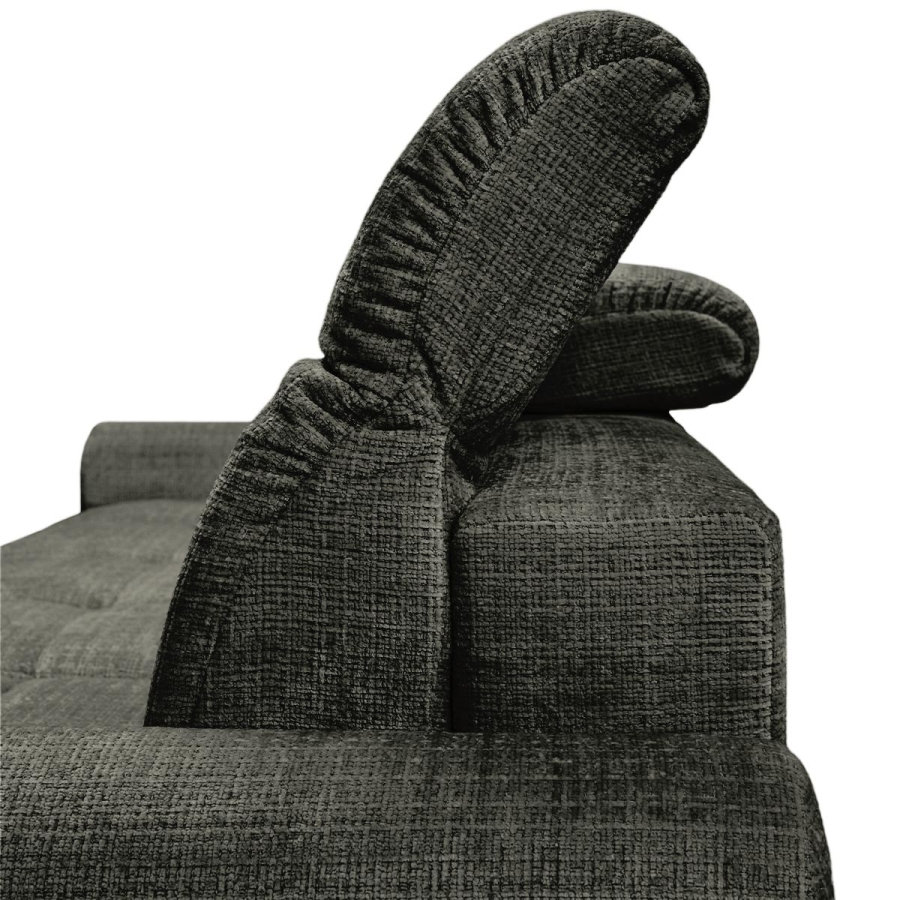 Canap&eacute; d'angle convertible avec coffre en tissu vert sapin - Angle droit