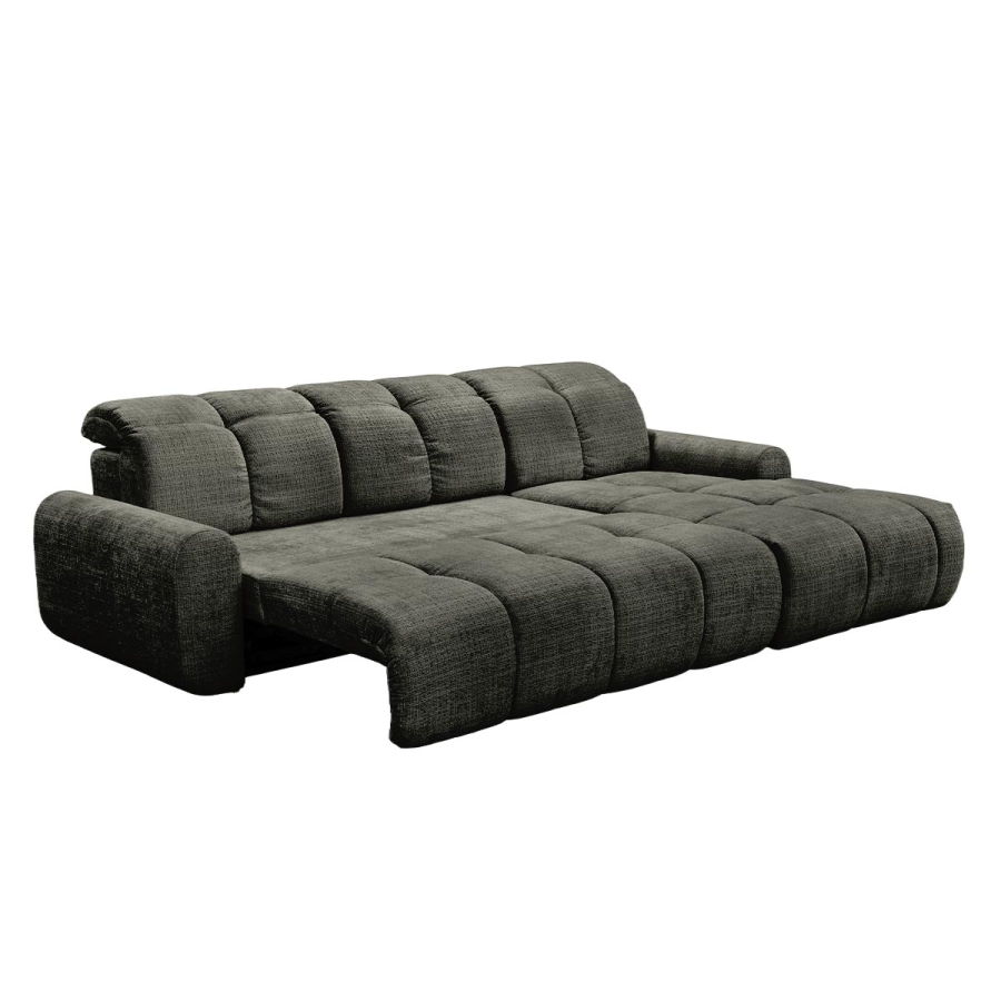 Canap&eacute; d'angle convertible avec coffre en tissu vert sapin - Angle droit