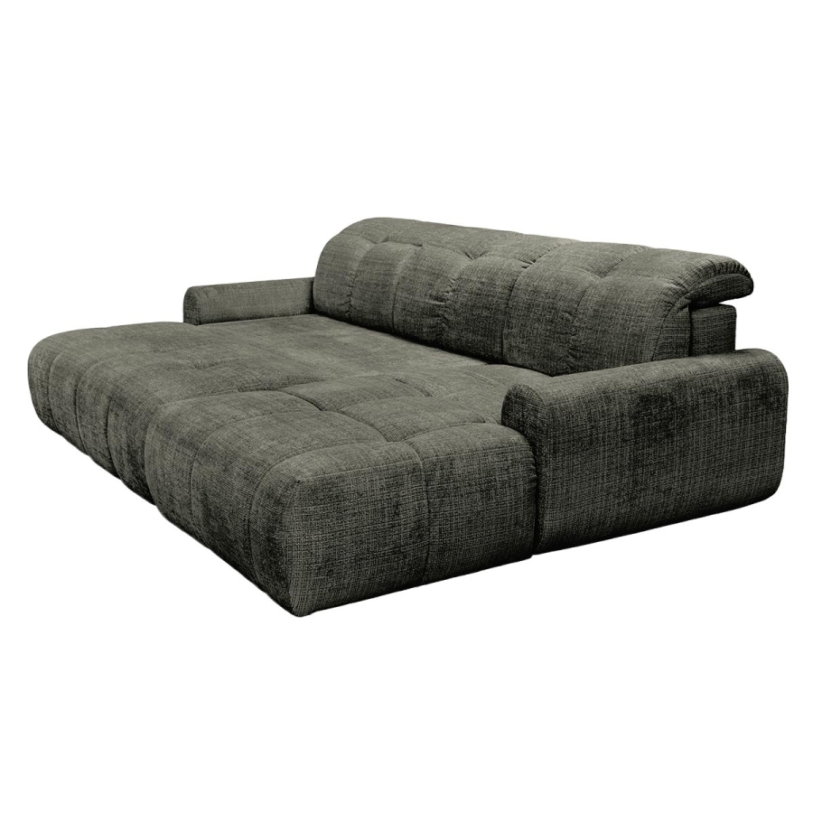 Canap&eacute; d'angle convertible avec coffre en tissu vert sapin - Angle droit