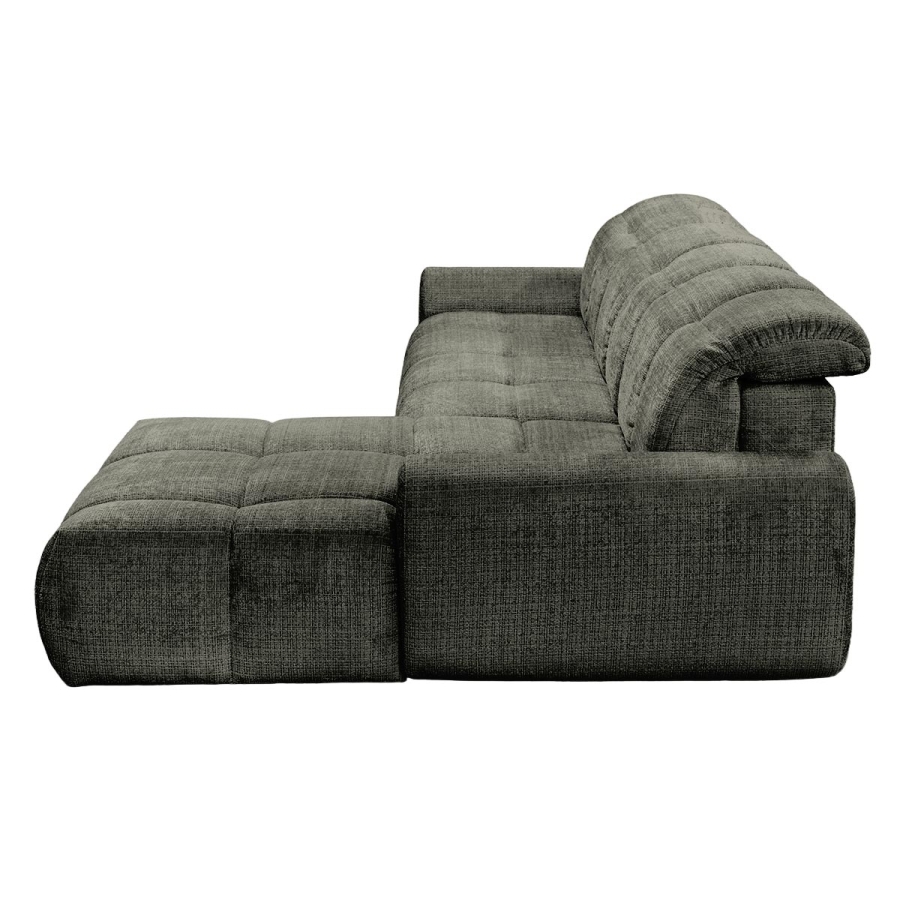 Canap&eacute; d'angle convertible avec coffre en tissu vert sapin - Angle droit