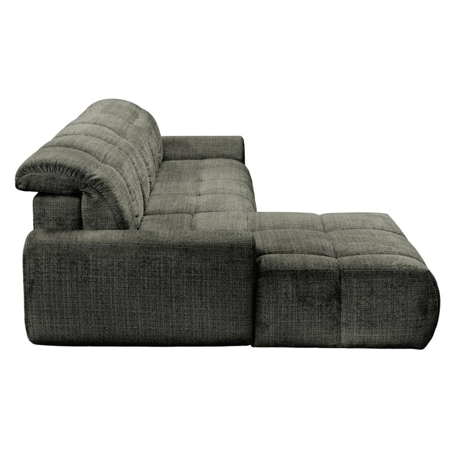 Canap&eacute; d'angle convertible avec coffre en tissu vert sapin - Angle gauche CREMONA 39