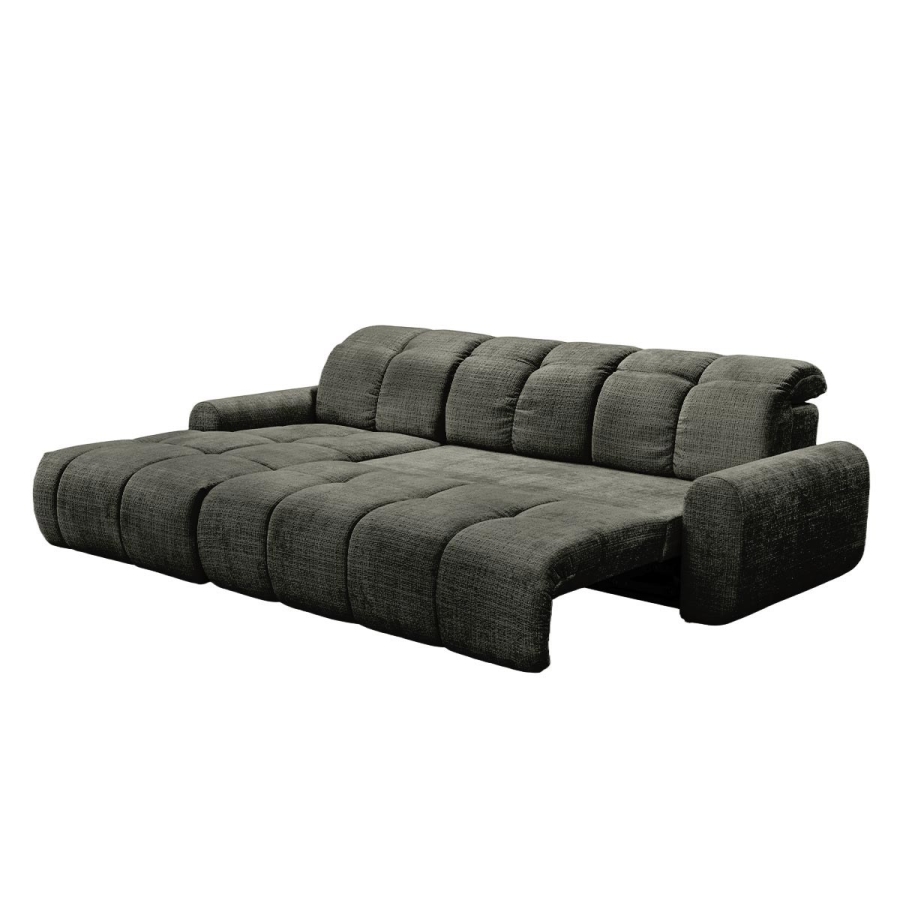 Canap&eacute; d'angle convertible avec coffre en tissu vert sapin - Angle gauche CREMONA 39