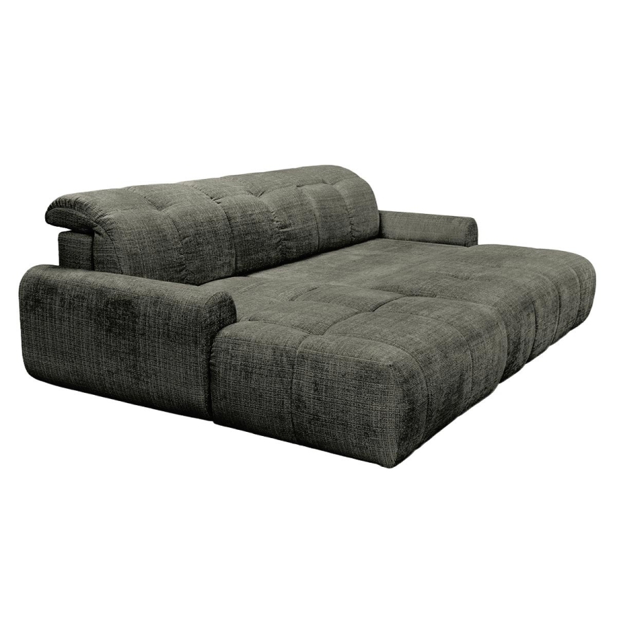 Canap&eacute; d'angle convertible avec coffre en tissu vert sapin - Angle gauche CREMONA 39