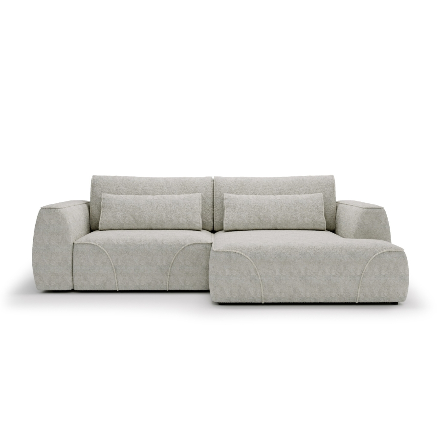 Canapé d'angle convertible avec coffre en tissu beige - Angle droit