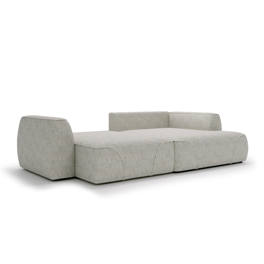 Canapé d'angle convertible avec coffre en tissu beige - Angle droit