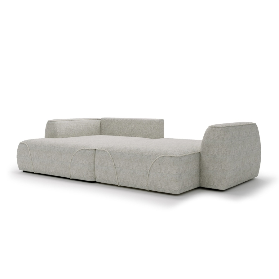 Canap&eacute; d'angle convertible avec coffre en tissu beige - Angle gauche