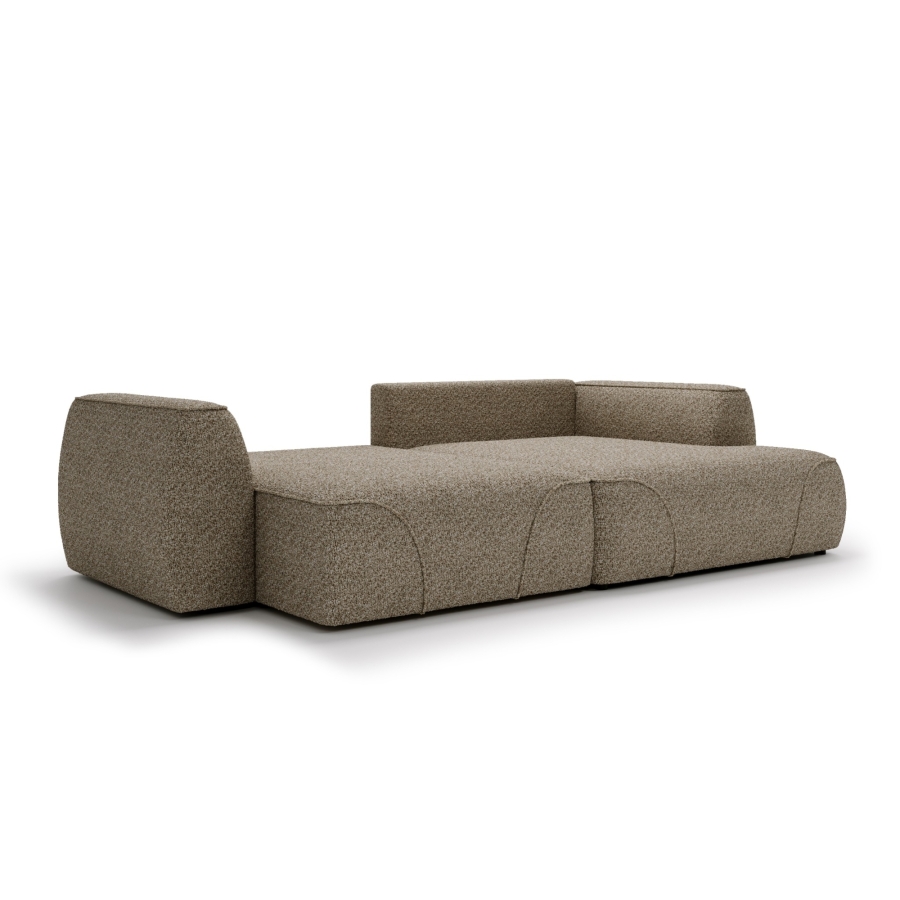 Canapé d'angle convertible avec coffre en tissu taupe - Angle droit