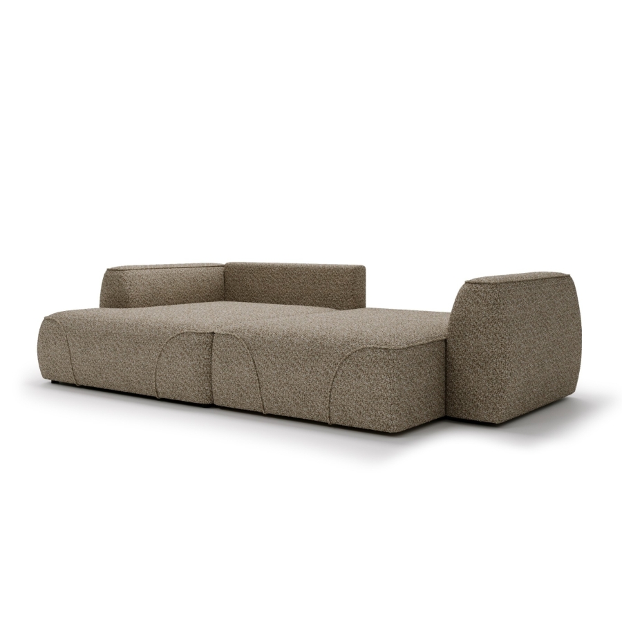 Canap&eacute; d'angle convertible avec coffre en tissu taupe - Angle gauche