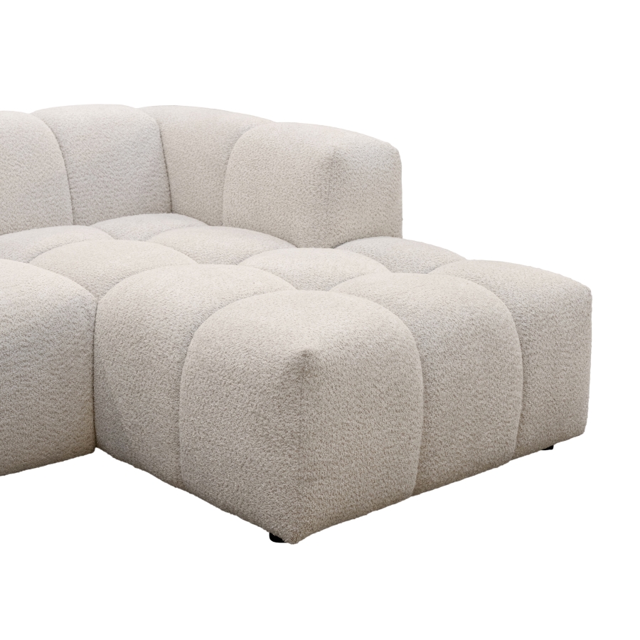 Canapé d'angle tissu bouclette beige - Angle droit