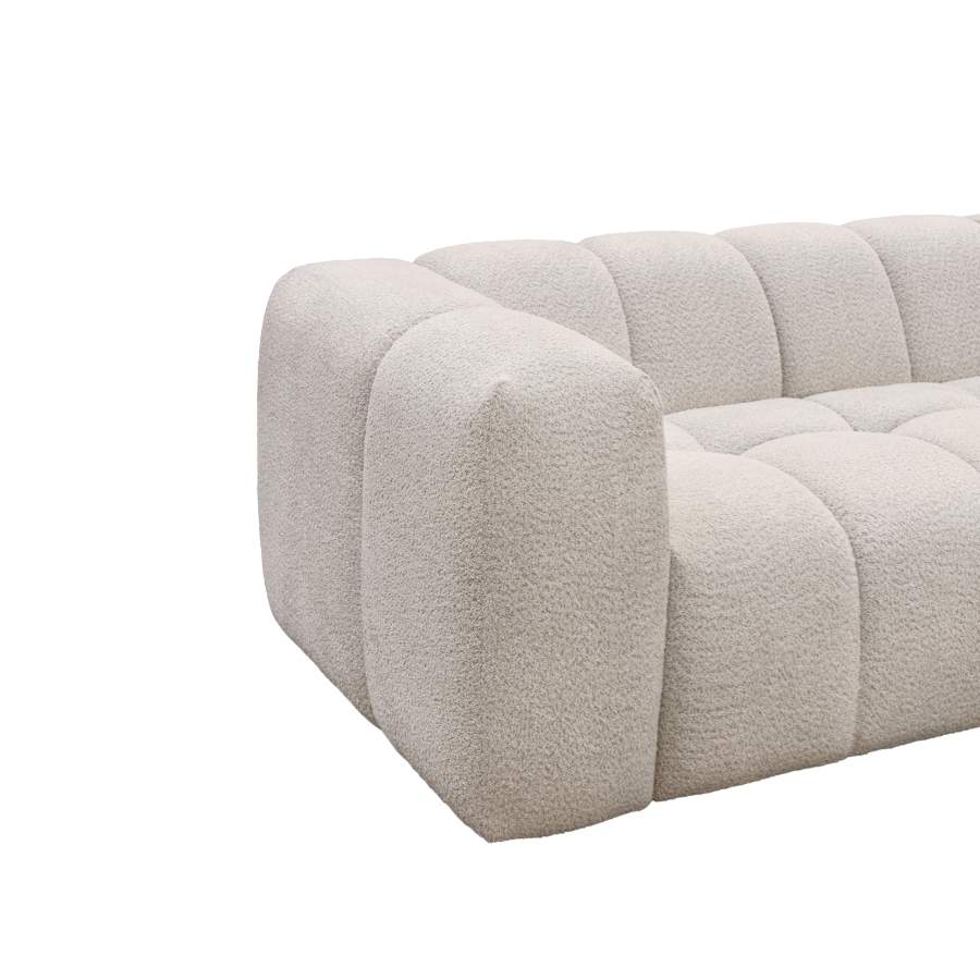 Canapé d'angle tissu bouclette beige - Angle droit