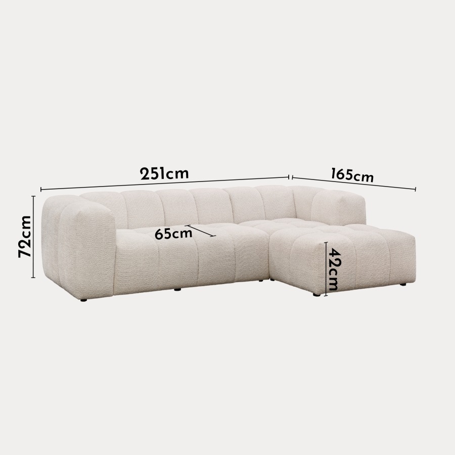 Canapé d'angle tissu bouclette beige - Angle droit
